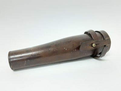 Lot 973 - Leather cased glass hunting saddle flask