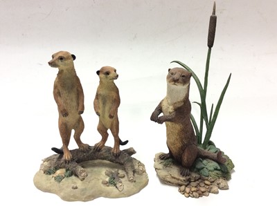 Lot 14 - Collection of Teviotdale models mostly by D Eldman including Owls, Kingfisher, Squirrel etc, plus other models including Aynsley  Scops Owl and Leonardo Meercats