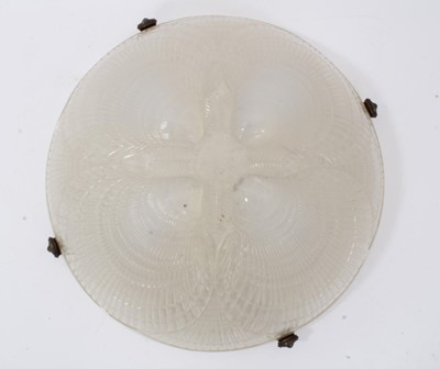 Lot 80 - Lalique 'Coquille' pattern opalescent glass hanging  lamp shade , etched 'R. Lalique, France', 30cm diameter