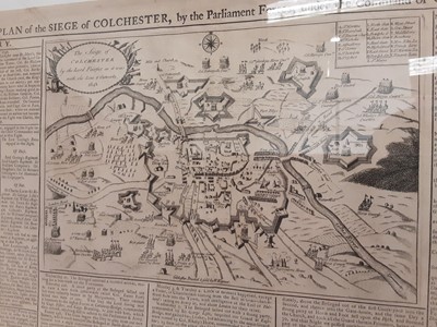 Lot 628 - A Diary and Plan of The Siege of Colchester,1648, printed and sold by W. Keymer, unframed 43.5cm x 59.5cm