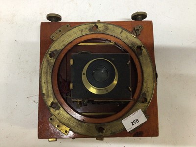 Lot 268 - Two mahogany and brass plate cameras, a Thornton Packard Ruby and an E.T. Underwood with two extra shutters