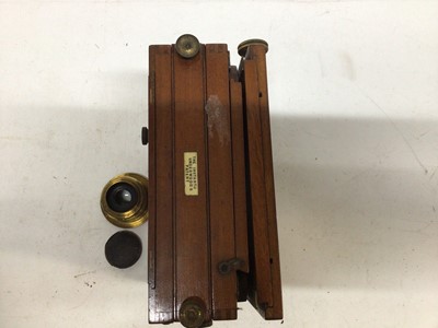 Lot 268 - Two mahogany and brass plate cameras, a Thornton Packard Ruby and an E.T. Underwood with two extra shutters