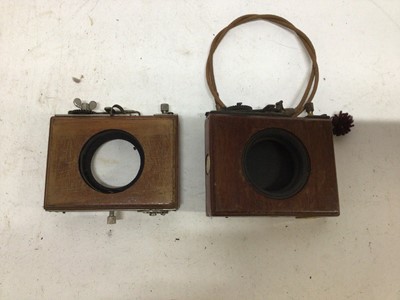 Lot 268 - Two mahogany and brass plate cameras, a Thornton Packard Ruby and an E.T. Underwood with two extra shutters