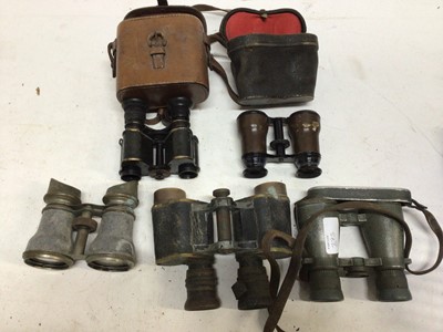 Lot 275 - Five early pairs of binoculars including an early military pair by Goerz