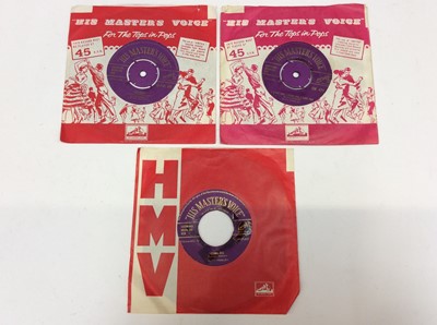 Lot 1015 - Three Elvis Presley classic singles (gold lettering)- Too Much (HMV Pop 330), I Want You, I Need You, I Love You (7M 424- removable centre), these two singles grade as excellent and are possibly un...