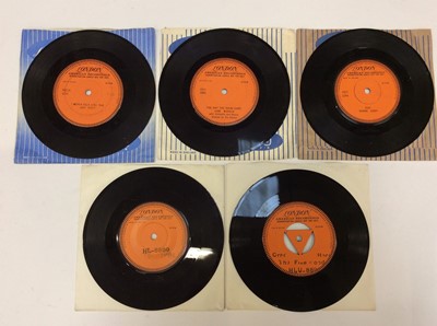 Lot 1022 - Five demo singles on the orange London label, seemingly unplayed- Jack Scott (MSCA 3334, UK release HLL 8851), Jane Morgan (MSV 2866, UK release HLR 8751), Duane Eddy (MST 3394, UK HL7076?), Johnny...