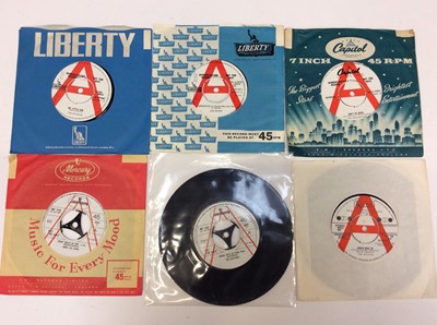 Lot 1024 - Two demo singles on Liberty label- The Crickets (LIB 10067), Slim Whitman (LIB 12013), together with The Jordanaires (Capitol CL 15281), Jerry Lee Lewis (Mercury MF 1110), The Platters (Mercury MF...