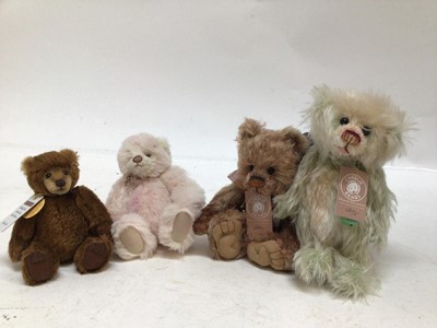 Lot 182 - Charlie Bears Minimo Collection - Diddly Doo, Tuppence, Flossy and Apple Pie.  All with bags and tags.