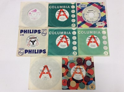 Lot 1025 - Mixed group of demo singles in very good to near mint condition, including Trapeze, Bobby Vinton, The Apollos, The Springfields, Acker Bilk (2), Gene Krupa/ Buddy Rich, Richard Bono