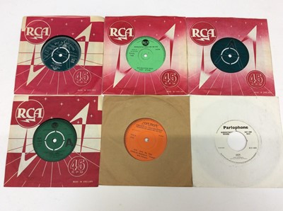 Lot 1028 - Six demo singles including Neil Sedaka- The Dreamer (RCA 1359), Chet Atkins- Boo Boo Stick Beat (K2WB, with 45- RPM- BACK stamper on reverse), Floyd Cramer- Java (RCA 1325), Paul Anka- Everynight (...