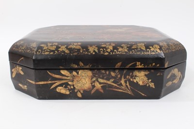 Lot 469 - 19th century Chinese black lacquer gaming counter box