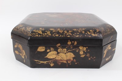 Lot 469 - 19th century Chinese black lacquer gaming counter box