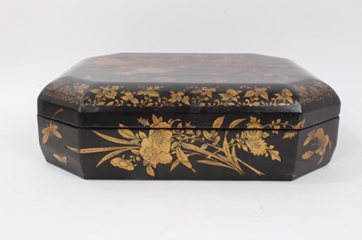 Lot 469 - 19th century Chinese black lacquer gaming counter box