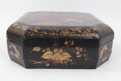 Lot 469 - 19th century Chinese black lacquer gaming counter box