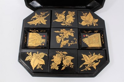 Lot 469 - 19th century Chinese black lacquer gaming counter box