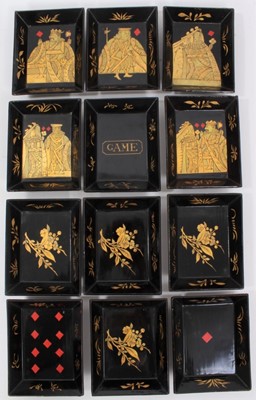 Lot 469 - 19th century Chinese black lacquer gaming counter box