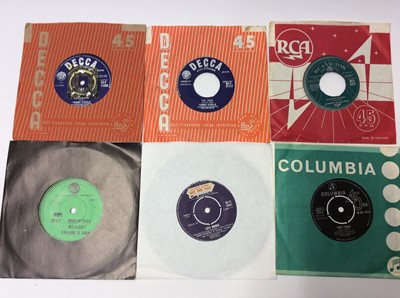 Lot 1045 - Carrying case of approximately 60 single records and EPs including Stars of Speed (motor cycling soundtracks), Chick Graham and the Coasters, Dickie Bishop and the Sidekicks, The Olympics, The Diam...