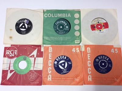 Lot 1045 - Carrying case of approximately 60 single records and EPs including Stars of Speed (motor cycling soundtracks), Chick Graham and the Coasters, Dickie Bishop and the Sidekicks, The Olympics, The Diam...