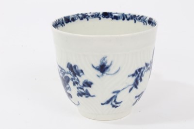 Lot 2 - Worcester blue and white feather moulded trio, c.1760
