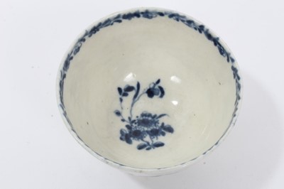 Lot 2 - Worcester blue and white feather moulded trio, c.1760