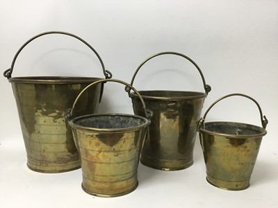 Lot 390 - Matched graduated set of four 19th century brass buckets