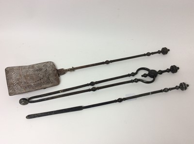 Lot 391 - Set of Georgian steel fire irons