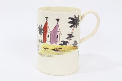 Lot 16 - Leeds creamware cylindrical mug, c.1770
