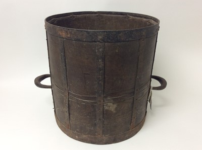 Lot 423 - Antique metal bound bentwood bushel measure