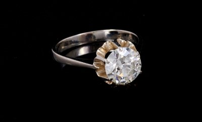 Lot 237 - Diamond single stone ring with a round brilliant cut diamond weighing approximately 1.69cts in claw setting on 18ct white gold shank, ring size N½
