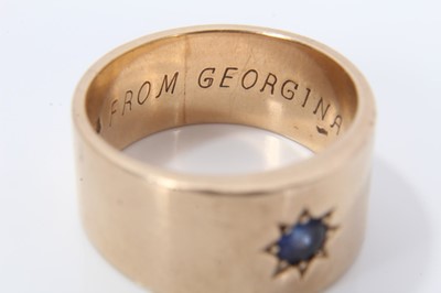 Lot 347 - 9ct gold ring with blue stone in star shape gypsy setting