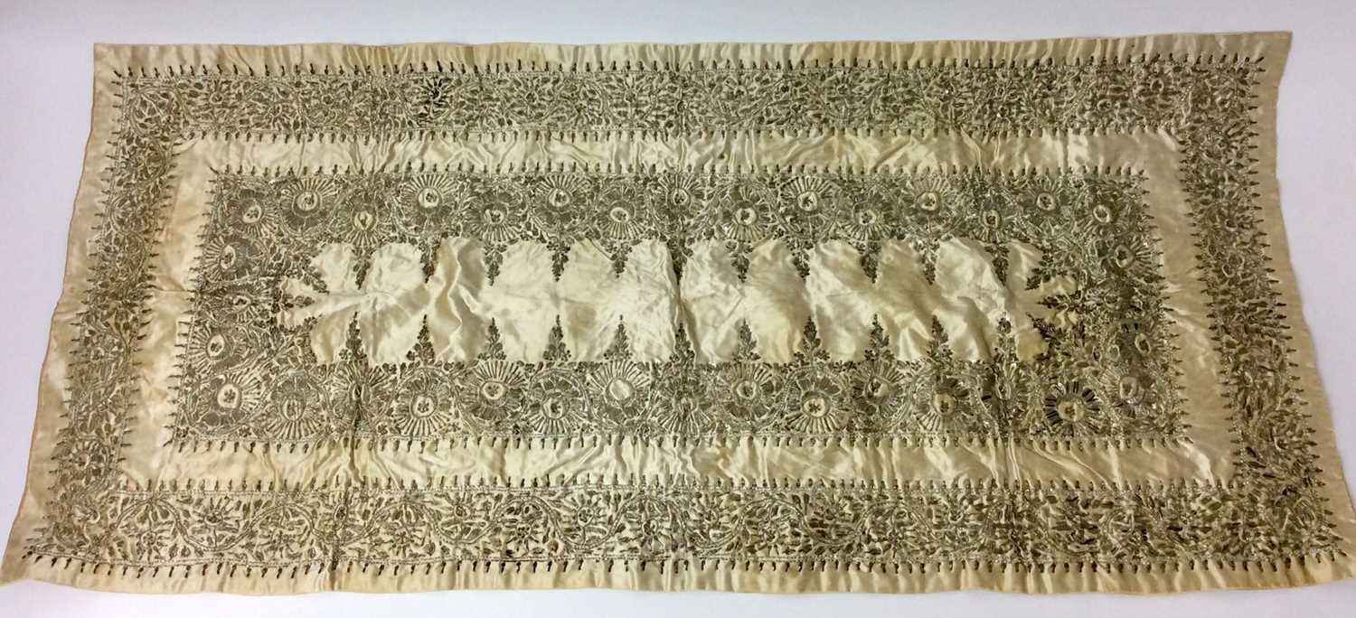 Lot 439 - Fine 18th century metal thread embroidered panel