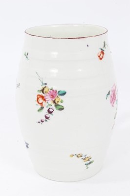 Lot 34 - Derby barrel-shaped mug, c.1760