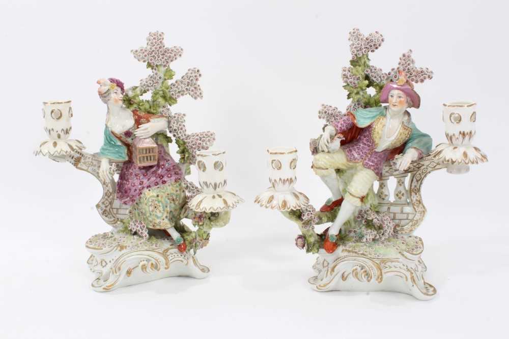 Lot 37 - Pair of Derby candlesticks, c.1770