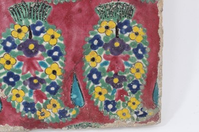 Lot 41 - Persian Qajar polychrome painted tile