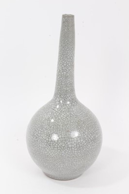 Lot 52 - Chinese crackle-glazed bottle vase, of slender form, the glaze a greyish celadon colour, 25cm height