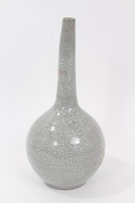 Lot 52 - Chinese crackle-glazed bottle vase, of slender form, the glaze a greyish celadon colour, 25cm height