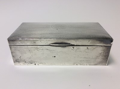 Lot 152 - George V silver cigarette box of rectangular form, domed hinged cover with engine turned decoration, cedar lined interior (Birmingham 1920), makers mark rubbed, 17.7cm in length