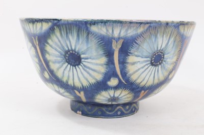 Lot 128 - William de Morgan lustre bowl decorated with flower-head motifs, 1888-1907 blue period