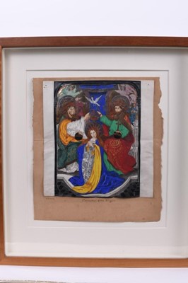Lot 689 - Scarce 15th century mixed media on velum - 'The Coronation of the Virgin', in glazed frame. Provenance: Sir Thomas Phillips (Robinson Bros.)