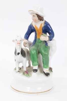 Lot 77 - Collection of ten Staffordshire figures, including a Turk, a man pushing a wheelbarrow, etc, between 9cm and 14cm height