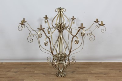 Lot 250 - A massive painted wrought metal chandelier
