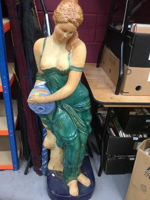 Lot 370 - Large glazed pottery garden statue of scantily clad water maiden