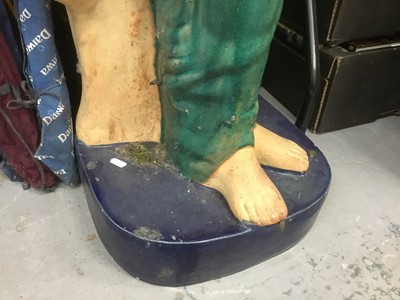 Lot 370 - Large glazed pottery garden statue of scantily clad water maiden
