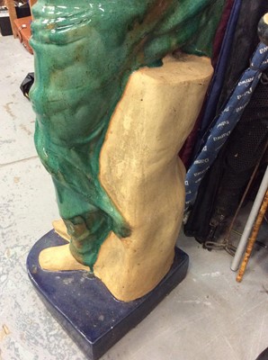 Lot 370 - Large glazed pottery garden statue of scantily clad water maiden