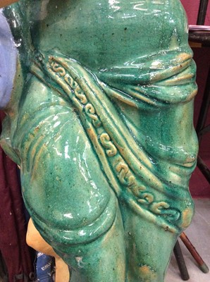 Lot 370 - Large glazed pottery garden statue of scantily clad water maiden