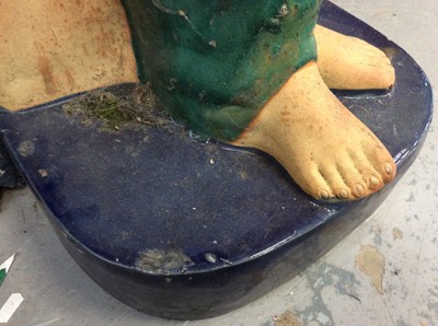 Lot 370 - Large glazed pottery garden statue of scantily clad water maiden