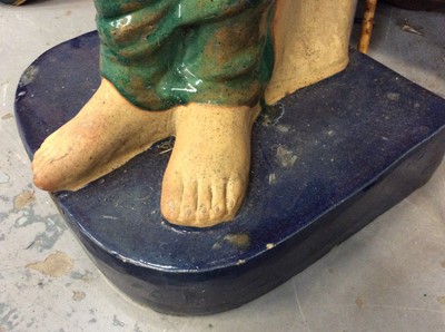 Lot 370 - Large glazed pottery garden statue of scantily clad water maiden