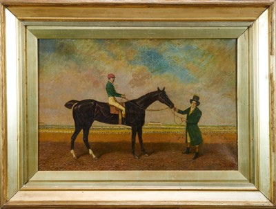 Lot 1009 - After Herring- Oil on canvas of a Race Horse