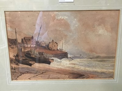 Lot 315 - Victorian watercolour study of a boats by the shore