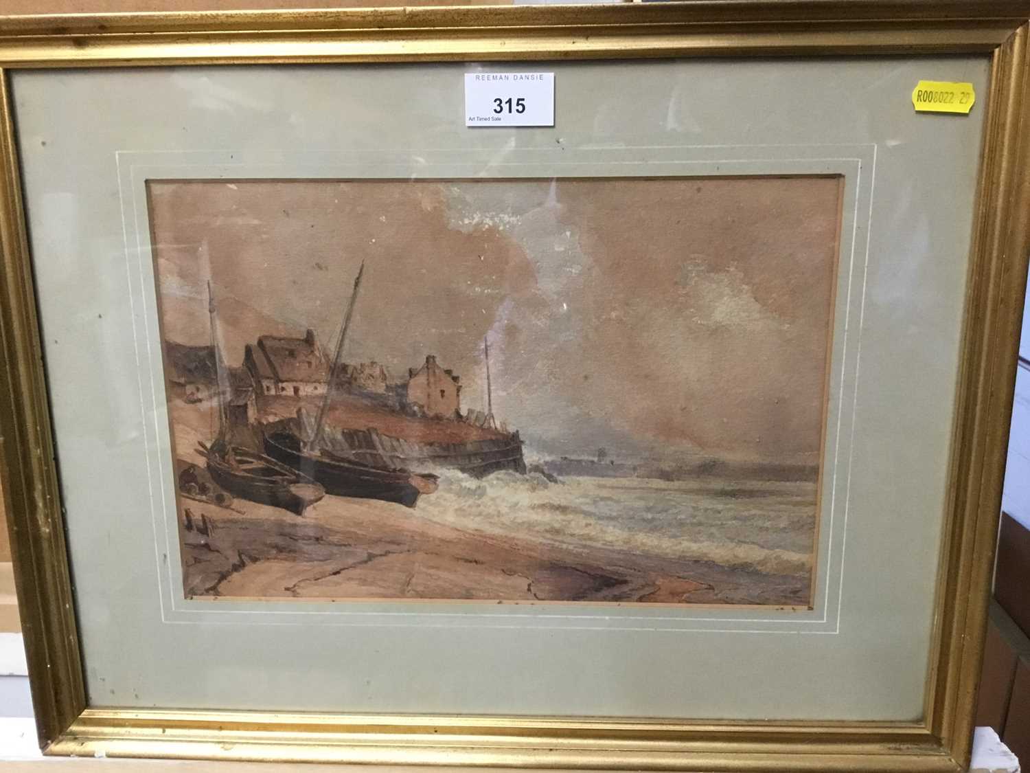 Lot 315 - Victorian watercolour study of a boats by